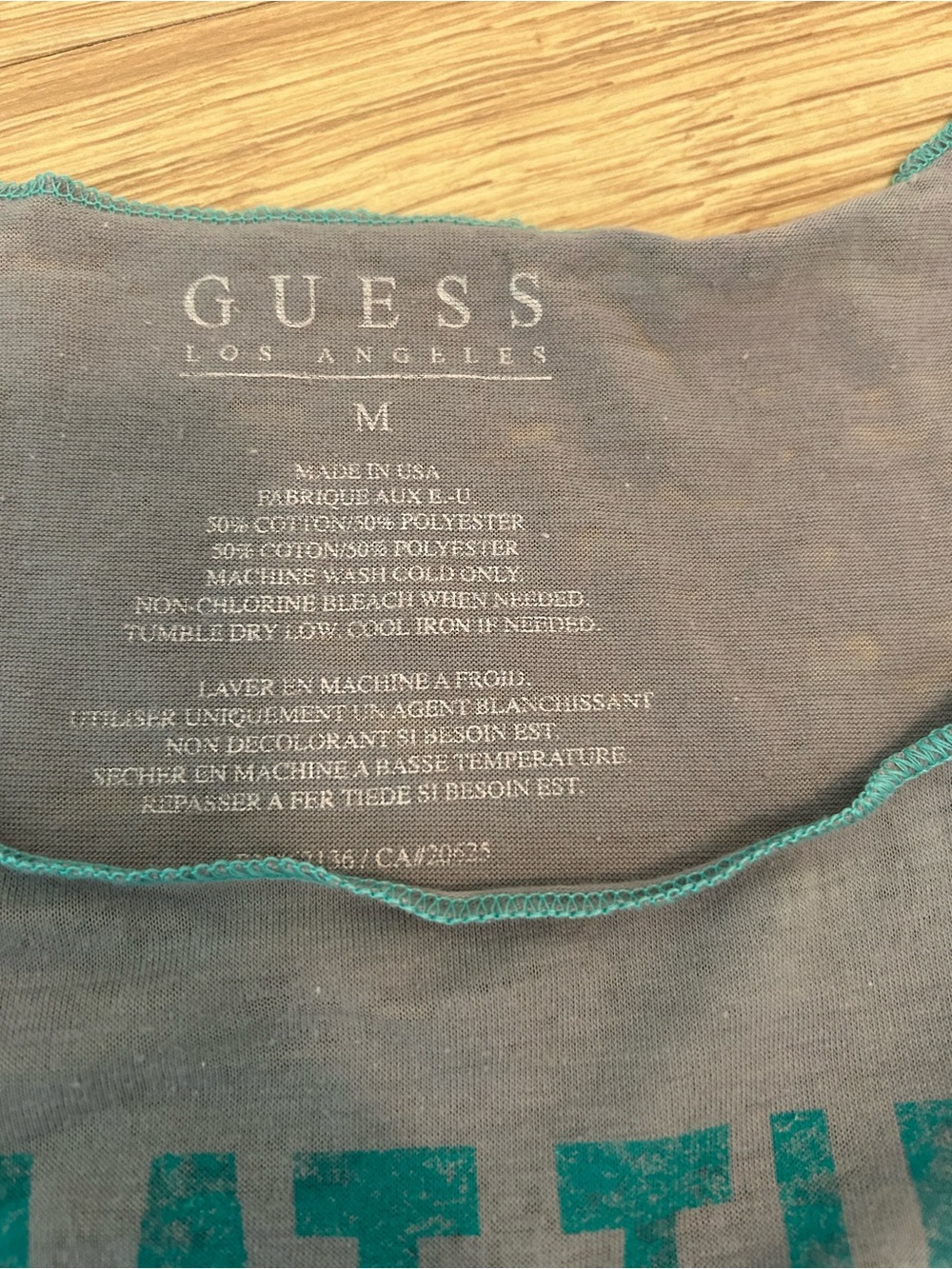 Guess Gray Tank Top with Teal Script - Picture 3 of 3